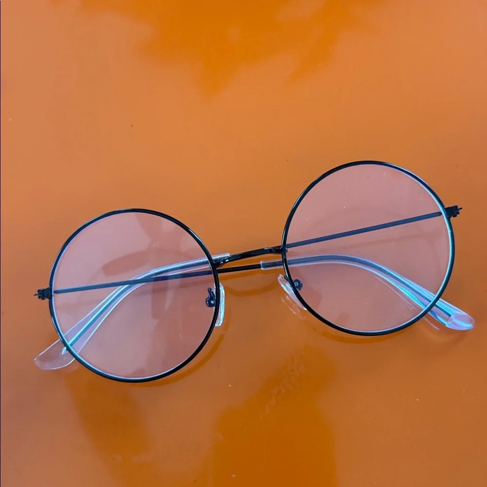 Oversized Black metal frame clear lens blue light blocking glasses